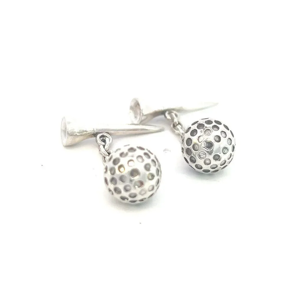 Tiffany & Co Estate Golf Ball Cufflinks Sterling Silver TIF603